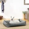 Frisco Rectangular Bolster Dog Bed W/Removable Cover, Dark Gray