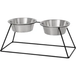 Frisco Pyramid Elevated Stainless Steel Double Diner Dog & Cat Bowl -Frisco Sales Store 159884 PT2. AC SS1800 V1583424781