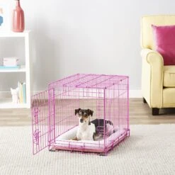 Frisco Fold & Carry Single Door Collapsible Wire Dog Crate, Pink -Frisco Sales Store 160806 PT6. AC SS1800 V1561066044