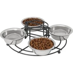 Frisco Multi Pet Feeding 4-Bowls Stainless Steel Dog & Cat Bowls, 0.5 Cup -Frisco Sales Store 213787 PT2. AC SS1800 V1598450208