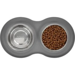 Frisco Double Stainless Steel Pet Bowl With Silicone Mat -Frisco Sales Store 215986 PT4. AC SS1800 V1591020068
