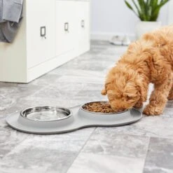 Frisco Double Stainless Steel Pet Bowl With Silicone Mat -Frisco Sales Store 215986 PT7. AC SS1800 V1605660717