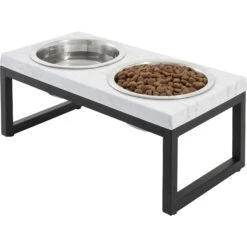 Frisco Marble Print Stainless Steel Double Elevated Dog Bowl -Frisco Sales Store 216017 PT2. AC SS1800 V1591020395