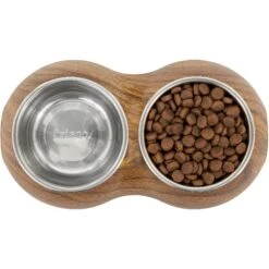 Frisco Double Stainless Steel Bowl, Wood Design 4 Frisco Double Stainless Steel Bowl, Wood Design -Frisco Sales Store 216068 PT4. AC SS1800 V1591021017