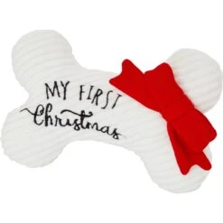 Frisco Sales Store 22 Frisco Holiday My First Christmas Bone Plush Squeaky Dog Toy