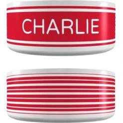 Frisco Preppy Stripes Ceramic Personalized Dog & Cat Bowl
