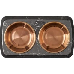 Frisco Copper Stainless Steel Double Dog & Cat Bowls With Black Marble Stand -Frisco Sales Store 253058 PT4. AC SS1800 V1616595761