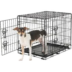 Frisco Fold & Carry Double Door Collapsible Wire Dog Crate & Frisco Gray Basket Weave Dog Crate Mat -Frisco Sales Store 255477 PT2. AC SS1800 V1604096794