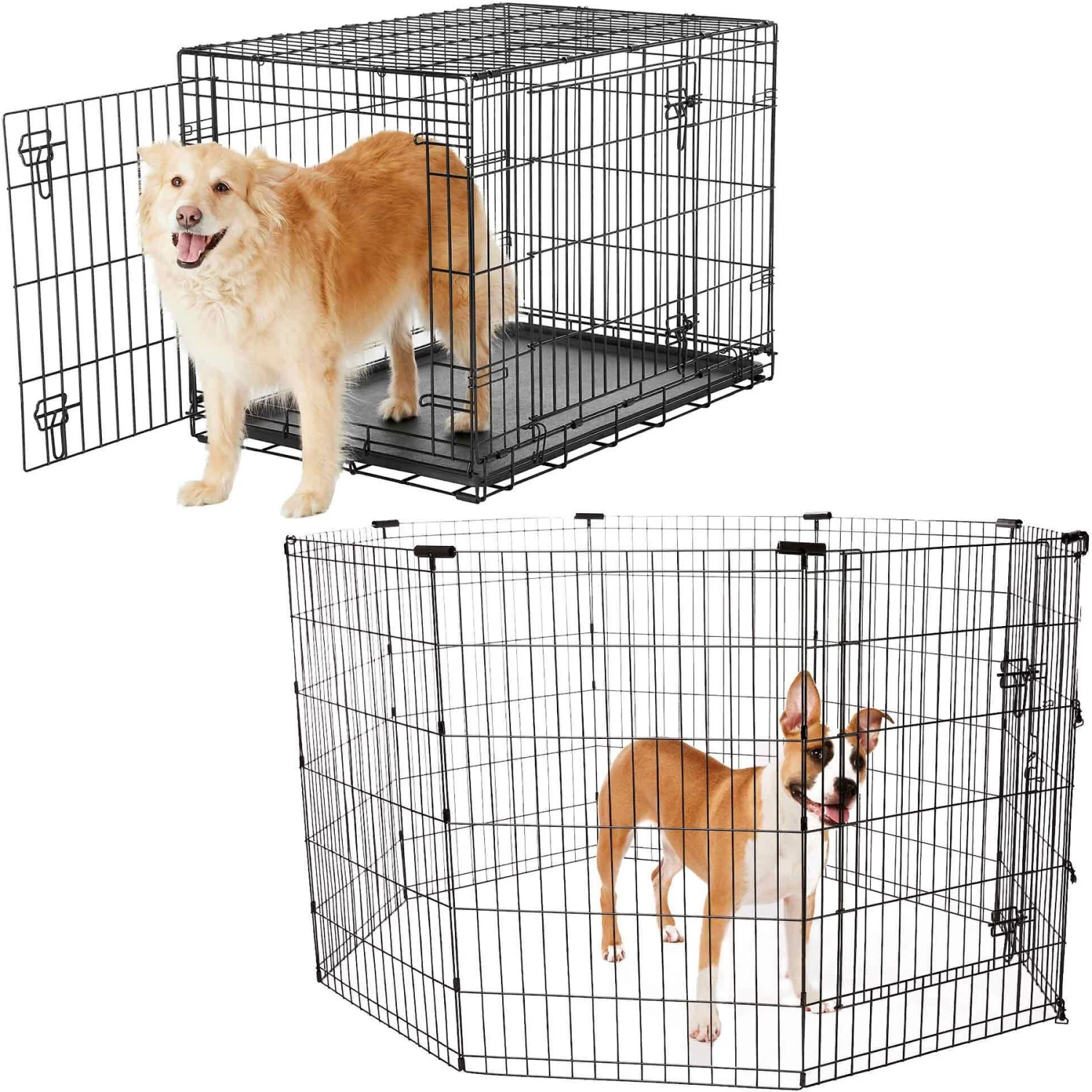 Frisco Heavy Duty Fold & Carry Double Door Collapsible Wire Dog Crate & Frisco Wire Dog & Small Pet Exercise Pen with Step-Through Door Frisco Heavy Duty Fold & Carry Double Door Collapsible Wire Dog Crate & Frisco Wire Dog & Small Pet Exercise Pen With Step-Through Door -Frisco Sales Store 255537 MAIN. AC SS1800 V1603646516