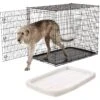 Frisco Heavy Duty Single Door Wire Dog Crate & Frisco Quilted Dog Crate Mat