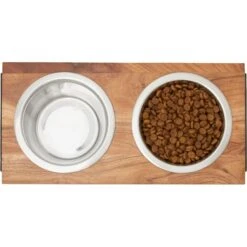 Frisco Wood Elevated Non-Skid Stainless Steel Double Diner Dog & Cat Bowl 2 Frisco Wood Elevated Non-Skid Stainless Steel Double Diner Dog & Cat Bowl -Frisco Sales Store 257143 PT2. AC SS1800 V1615310833