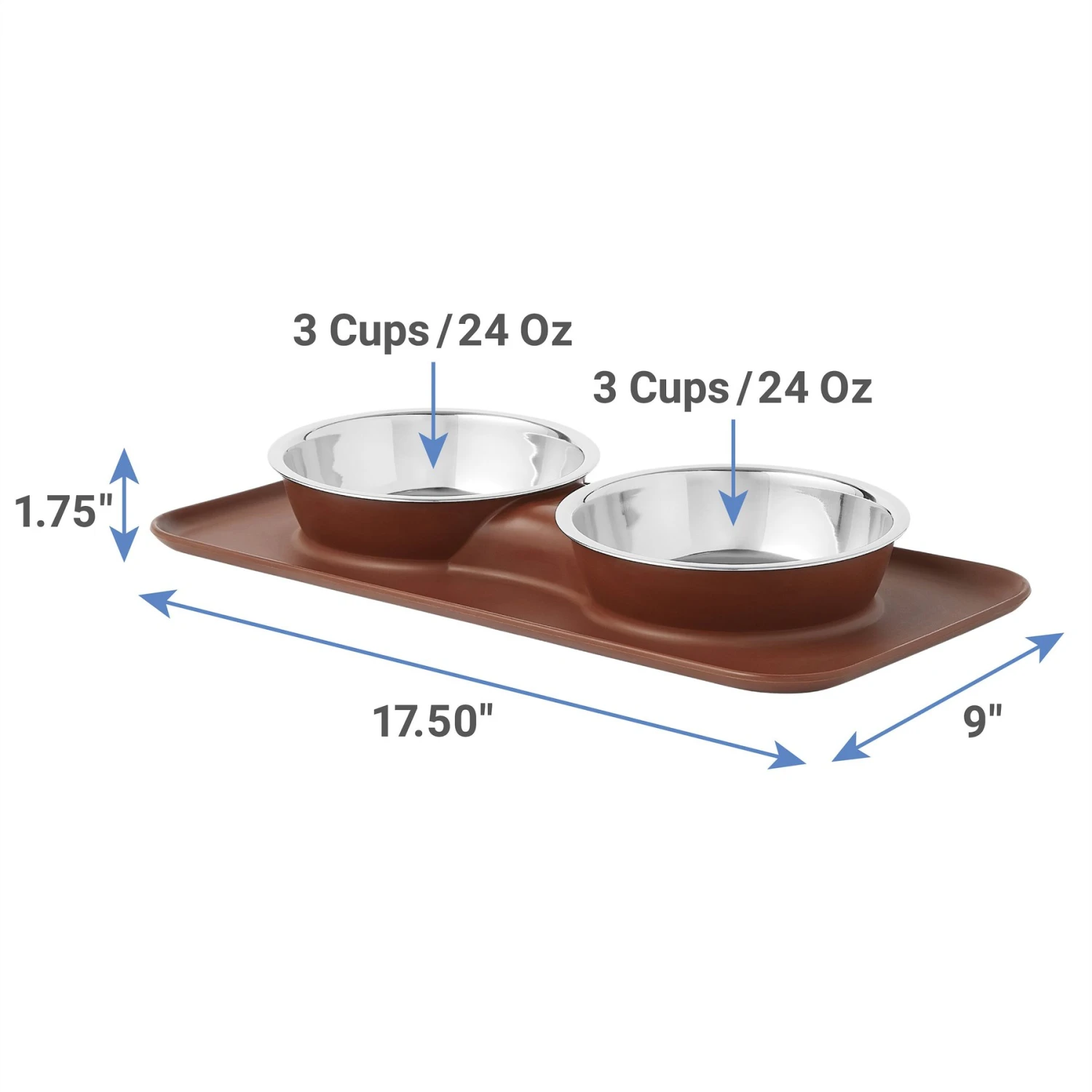 Frisco Silicone Stainless Steel Double Diner Dog & Cat Bowl, Brown Frisco Silicone Stainless Steel Double Diner Dog & Cat Bowl, Brown -Frisco Sales Store 277551 PT1. AC SS1800 V1628862093