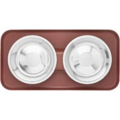 Frisco Silicone Stainless Steel Double Diner Dog & Cat Bowl, Brown 4 Frisco Silicone Stainless Steel Double Diner Dog & Cat Bowl, Brown -Frisco Sales Store 277551 PT4. AC SS1800 V1627935079