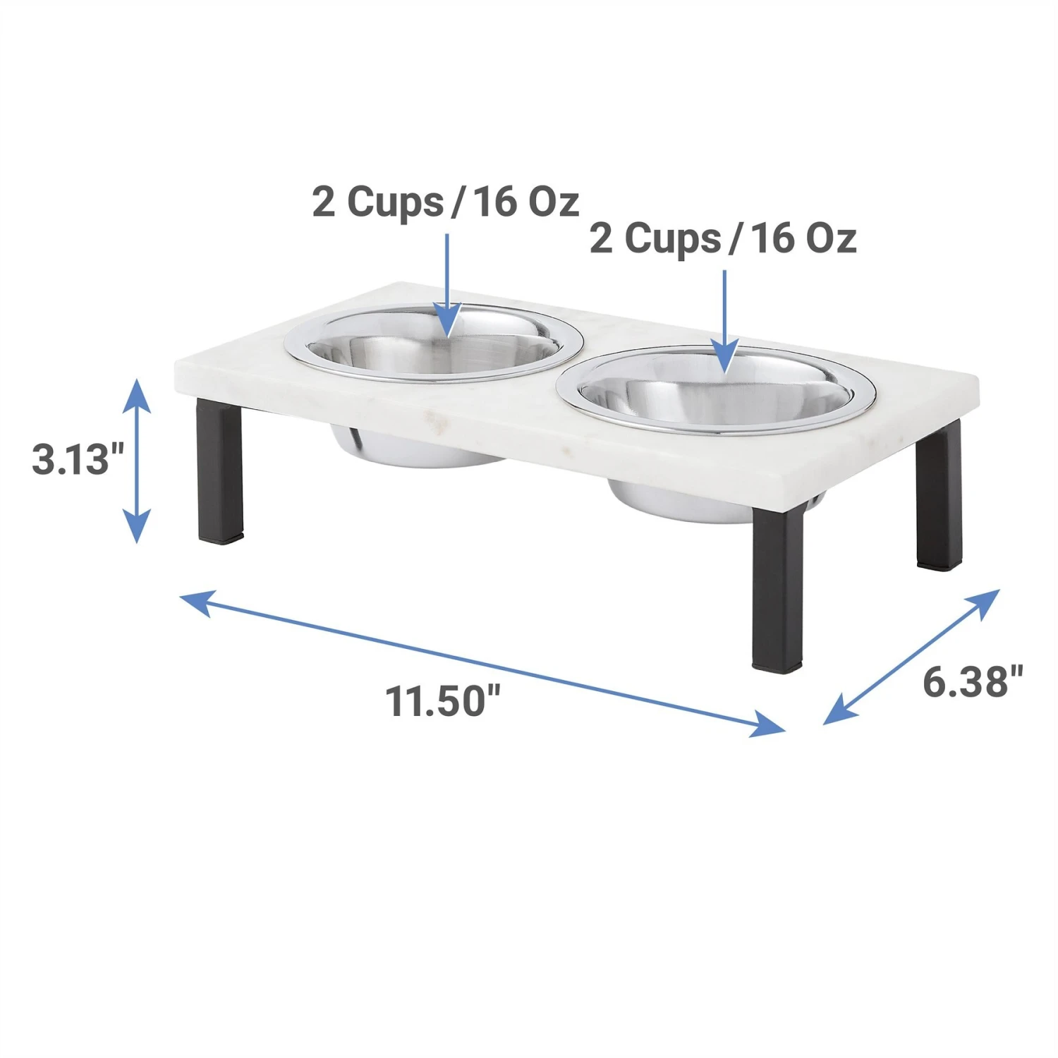 Frisco Marble Elevated Stainless Steel Double Diner Dog & Cat Bowls Frisco Marble Elevated Stainless Steel Double Diner Dog & Cat Bowls -Frisco Sales Store 277559 PT1. AC SS1800 V1628861535
