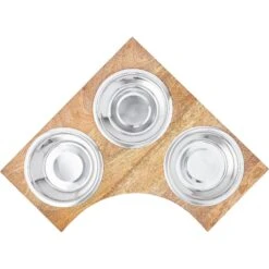 Frisco Multi Pet Feeding Corner Wood 3-Bowls Stainless Steel Dog & Cat Bowl -Frisco Sales Store 277573 PT4. AC SS1800 V1627935017