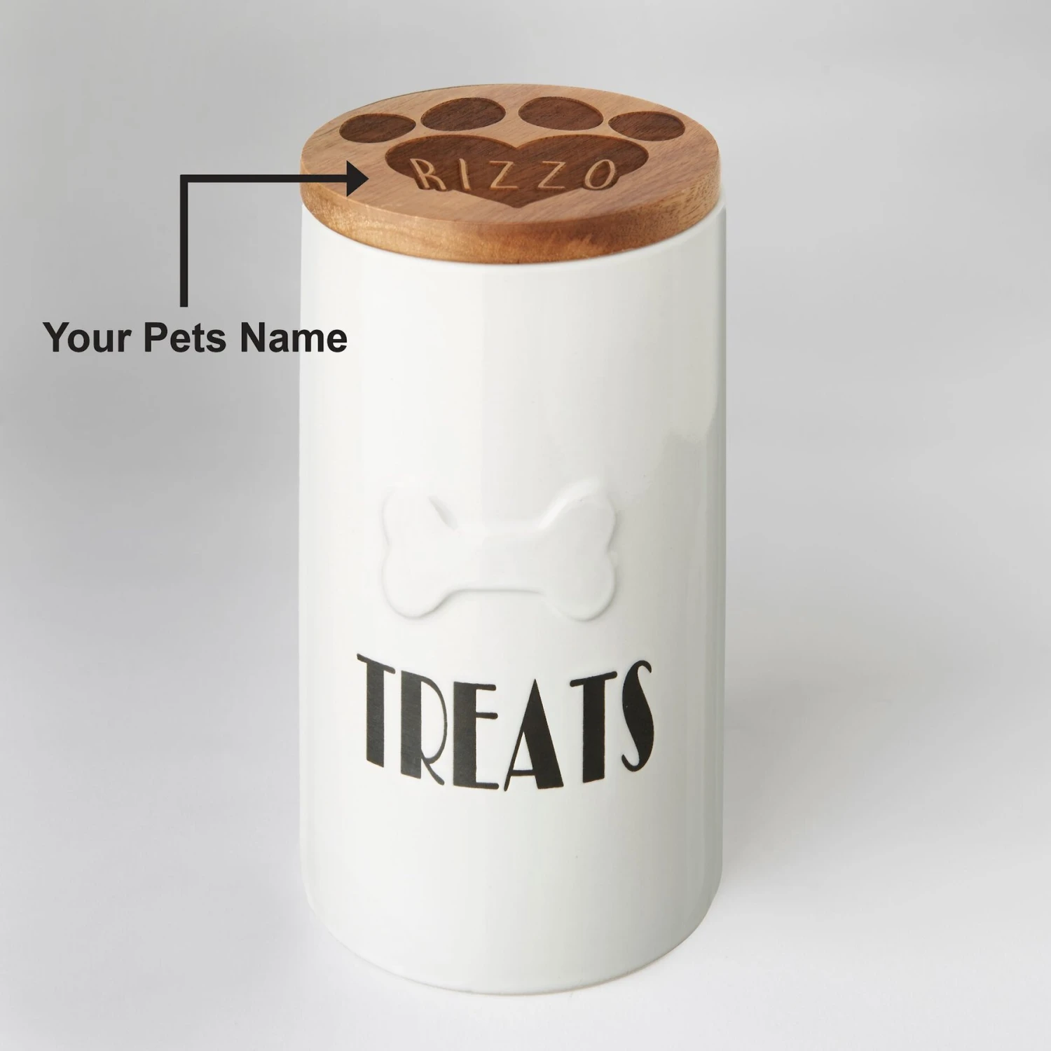 Frisco Ceramic Personalized Treat Jar with Wood Lid, 4 Cup, 32oz Frisco Ceramic Personalized Treat Jar With Wood Lid, 4 Cup, 32oz -Frisco Sales Store 301179 PT5. AC SS1800 V1631119577