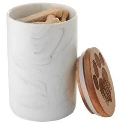 Frisco Ceramic Marble Print Personalized Treat Jar With Wood Lid, 3.75 Cups -Frisco Sales Store 301181 PT4. AC SS1800 V1630332582