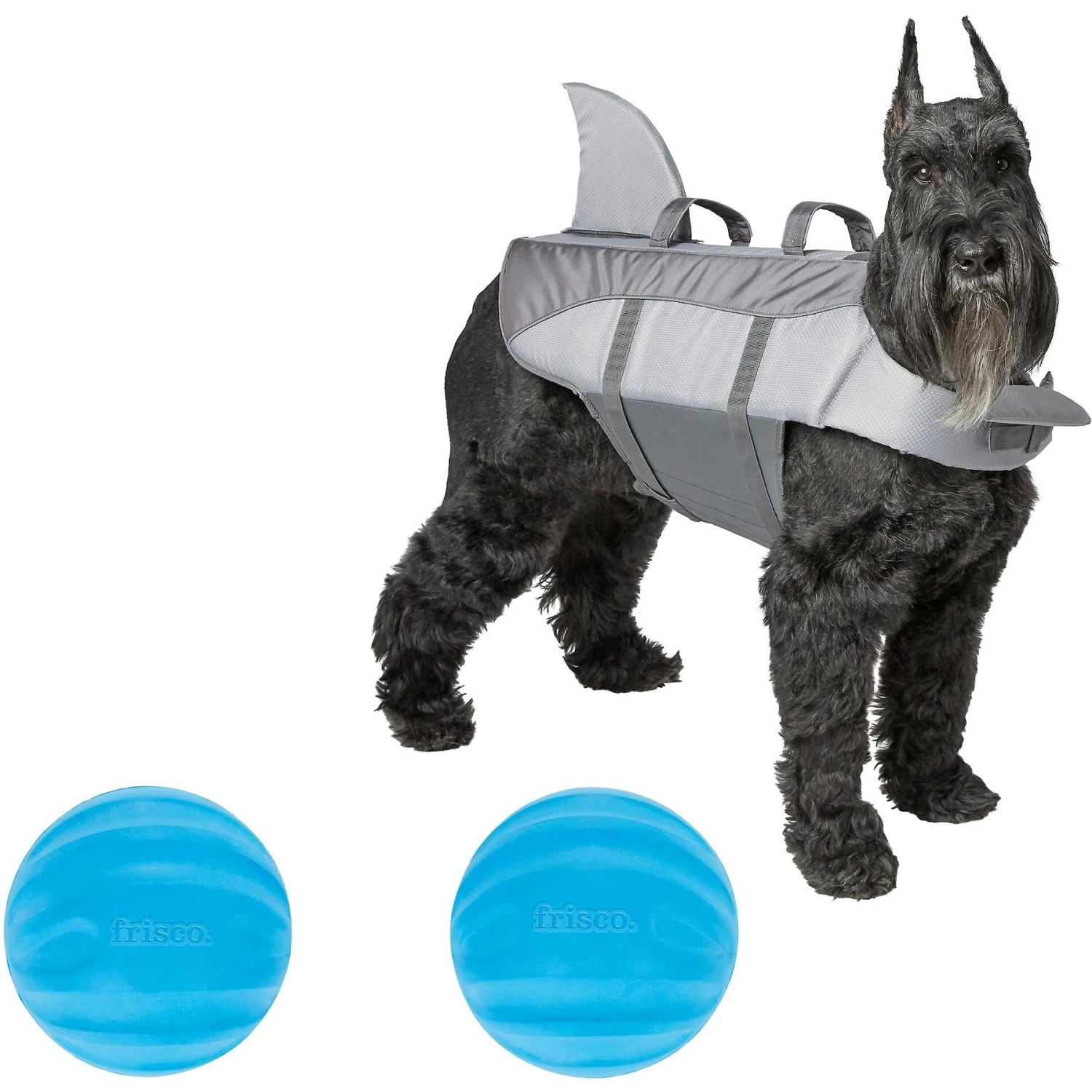 Frisco Shark Dog Life Jacket & Frisco Foam Rubber Floating Fetch Ball No Squeak Dog Toy Frisco Shark Dog Life Jacket & Frisco Foam Rubber Floating Fetch Ball No Squeak Dog Toy -Frisco Sales Store 303590 MAIN. AC SS1800 V1623034354