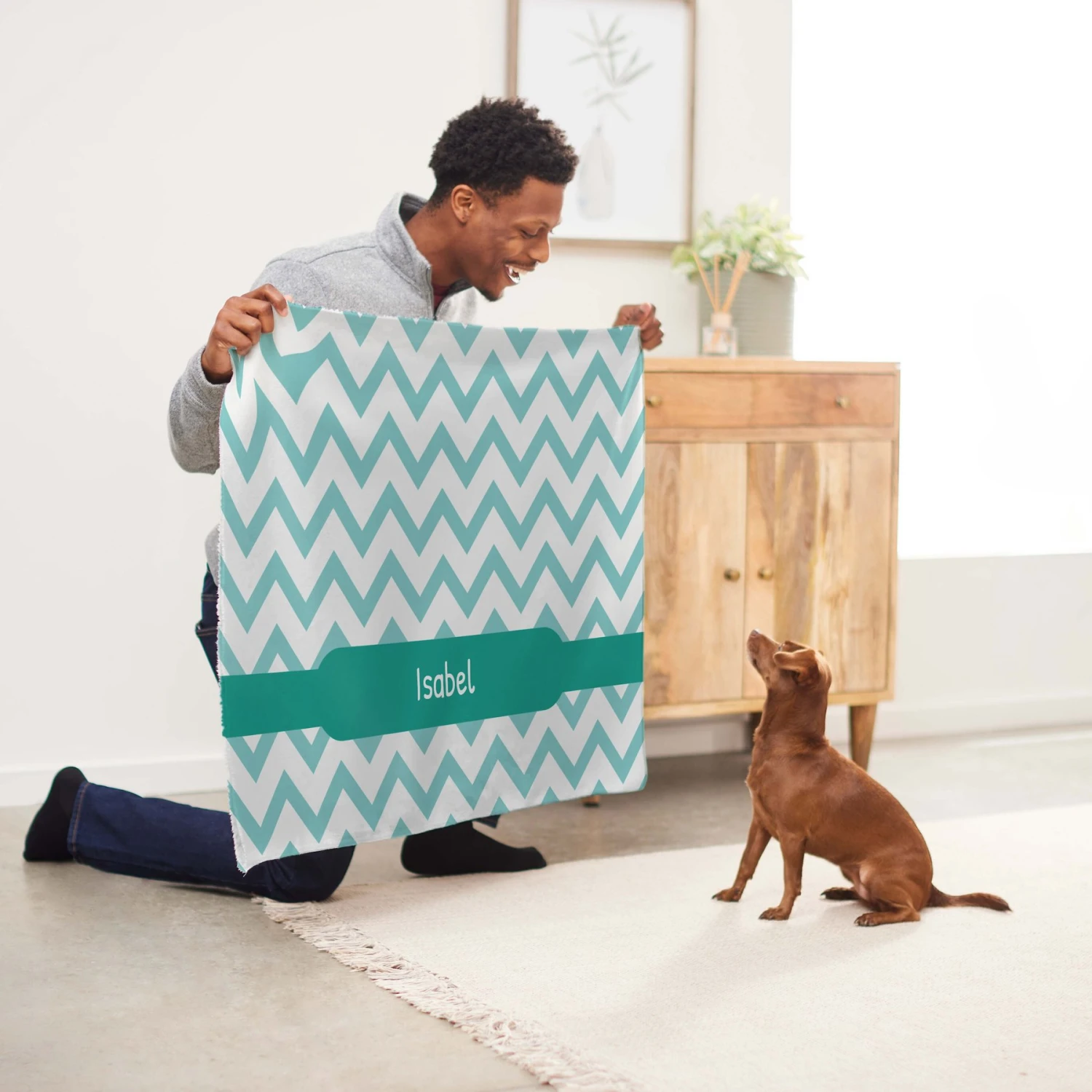 Frisco Personalized Subtle Chevron Soft Fleece Cat & Dog Blanket, 30" x 40" Frisco Personalized Subtle Chevron Soft Fleece Cat & Dog Blanket, 30" X 40" -Frisco Sales Store 304003 PT5. AC SS1800 V1637610297