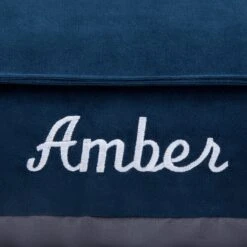 Frisco Personalized Navy Bolstered Bed With Navy Check Bolster, X-Large -Frisco Sales Store 311768 PT3. AC SS1800 V1630593987