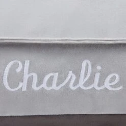 Frisco Personalized Silver Bolstered Bed With Silver Check Bolster -Frisco Sales Store 311770 PT3. AC SS1800 V1630593995