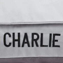 Frisco Personalized Silver Bolstered Bed With Silver Check Bolster -Frisco Sales Store 311770 PT4. AC SS1800 V1630594018