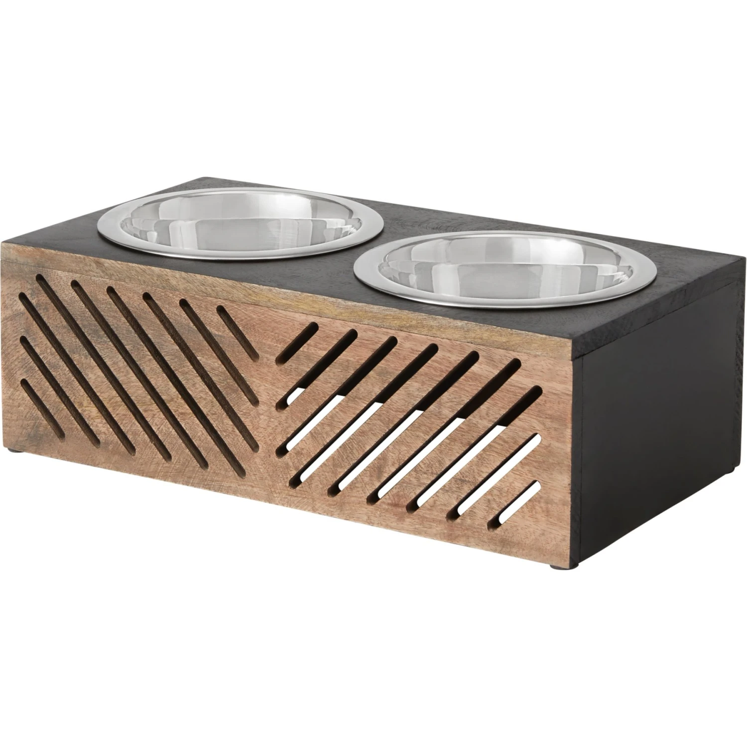 Frisco Premium Wood Elevated Stainless Steel Double Diner Dog & Cat Bowl, Black, 3 Cup Frisco Premium Wood Elevated Stainless Steel Double Diner Dog & Cat Bowl, Black, 3 Cup -Frisco Sales Store 331509 MAIN. AC SS1800 V1657656894