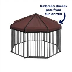 Frisco Outdoor Galvanized Steel 8-Panel Configurable Gate And Playpen With Oxford Roof -Frisco Sales Store 507086 PT2. AC SS1800 V1669212042