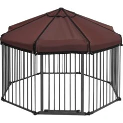 Frisco Outdoor Galvanized Steel 8-Panel Configurable Gate And Playpen With Oxford Roof -Frisco Sales Store 507086 PT3. AC SS1800 V1666021842