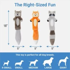 Frisco Forest Friends Stuffing-Free Skinny Plush Squeaky Dog Toy + 3 Items -Frisco Sales Store 582478 PT2. AC SS1800 V1658239416