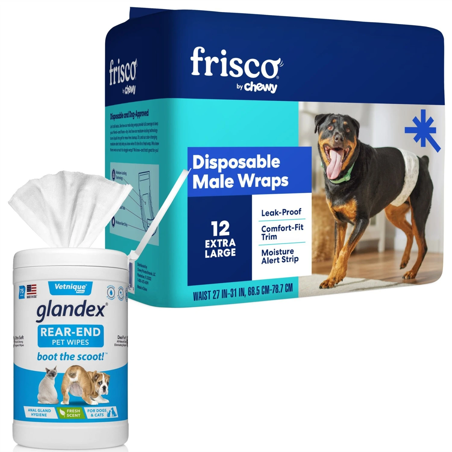 Vetnique Labs Glandex Wipes Rear End Anal Gland Cleansing & Deodorizing Hygienic Rear End Boot the Scoot Dog & Cat Wipes & Frisco Disposable Male Dog Wraps Vetnique Labs Glandex Wipes Rear End Anal Gland Cleansing & Deodorizing Hygienic Rear End Boot The Scoot Dog & Cat Wipes & Frisco Disposable Male Dog Wraps -Frisco Sales Store 826454 MAIN. AC SS1800 V1682017027