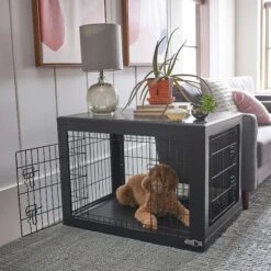 Frisco Double Door Furniture Style Dog Crate, Black & Frisco Swirl Dog Crate Mat -Frisco Sales Store 947710 PT4. AC SS1800 V1693924200